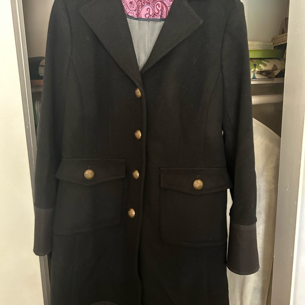 J. Crew Navy Wool Pea Coat with Structured Fabric and Knee-Length Design